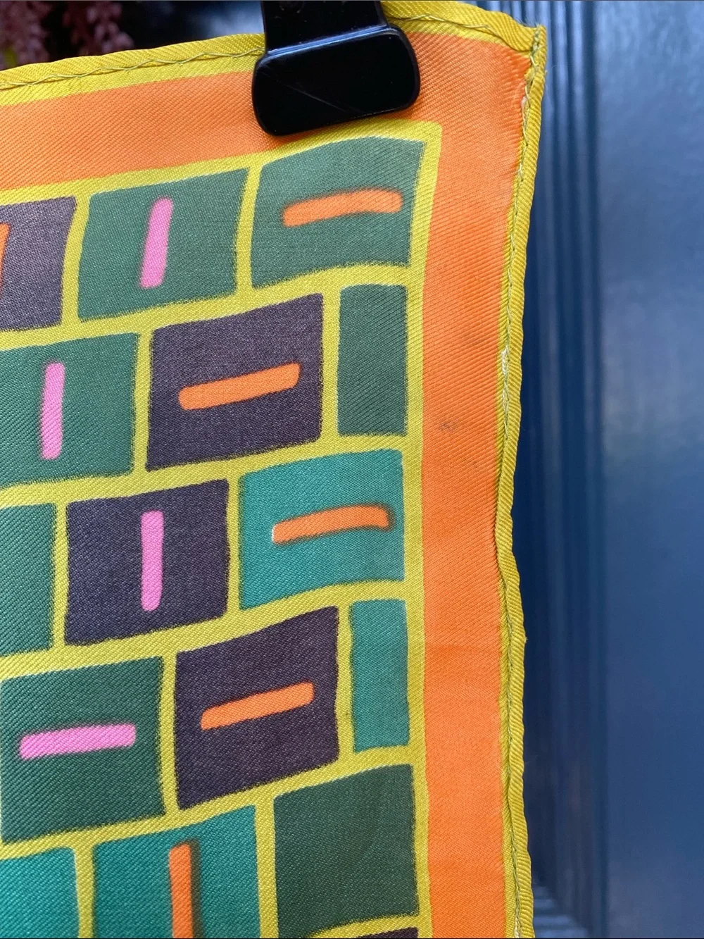 Vintage Vera Neumann Ladybug Geometric Scarf -Orange,Yellow,Pink, Brown & Green